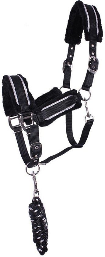 QHP Halsterset Dolci - Zwart-zilver - middel