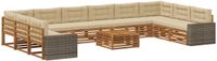 vidaXL - Bank loungeset - 4 zitplekken - Massief acaciahout - Natuurlijk en beige