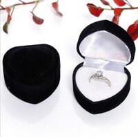 Zwarte Hartvormige Sieradendoos - Bruiloft - Huwelijk - Velvet Ringdoos - Sieraden Gift Box - van Heble®