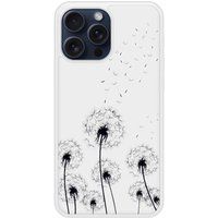 Apple Siliconen hoesje compatibel met iPhone 15 Pro Max Paardebloemen Zwart