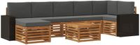 vidaXL - Hoek loungeset - 7 zitplekken - Natuurlijk en antraciet - Acacia hout