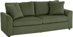 HOMCOM Canapé 3 places - Velours côtelé (100% polyester) - 212x80x88cm - Vert