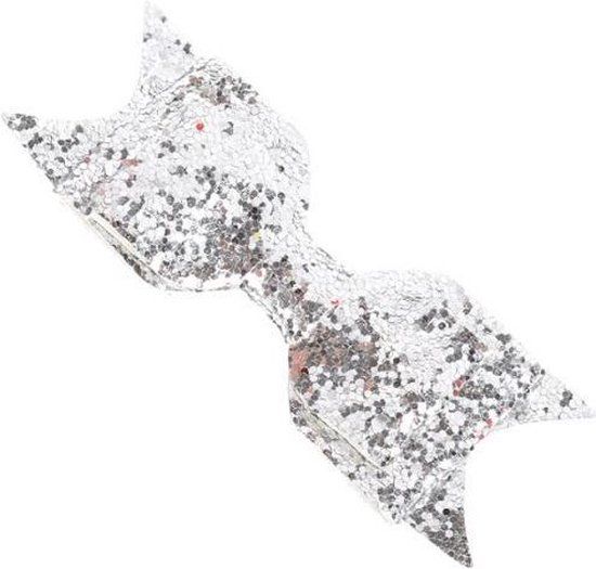 Haarclip met Glitter - Glamour - Party - Grote Strik - Zilver