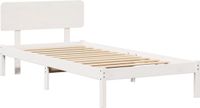 vidaXL Bedframe met hoofdeinde, wit, 90 x 200 cm, massief grenenhout
