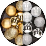 Merkloos / Sans marque Billiet - Vanlaere 24x stuks kunststof kerstballen mix van goud en zilver 6 cm