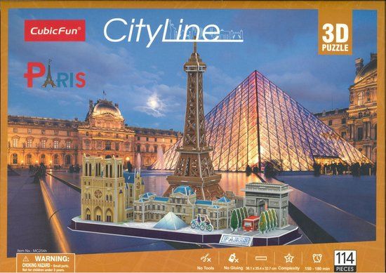Cubic Fun 3D Puzzel City Line Parijs - 114 Stukjes - Multicolor
