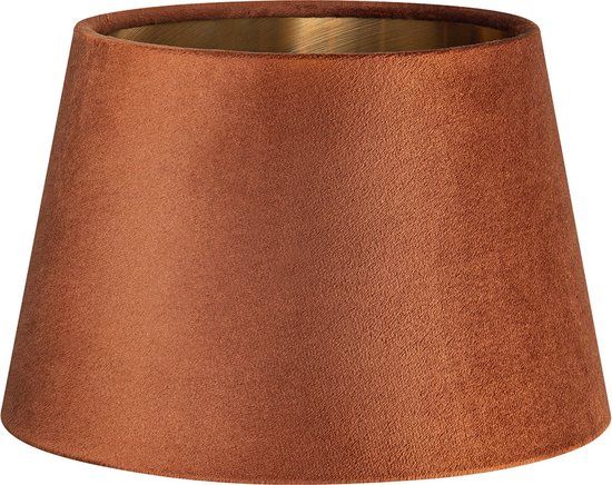 Home Sweet Home Fluweel - Velvet Lampenkap - Conisch - Bruin + goud - Luxe stijl - ø20 x 13 cm - E27 fitting