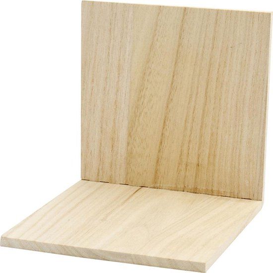 Creotime Boekensteun Hout - Bruin - 15x15x15cm
