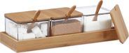 Merkloos / Sans marque Relaxdays Kruidenpotjes, set van 3, met lepel en deksel, kunststof, bamboe, 11 x 30 x 13 cm, transparant