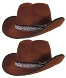 Merkloos 4x stuks cowboyhoed bruin volwassenen
