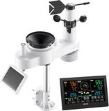 VEVOR 7-in-1 WiFi-weerstation met app, 7,5-inch VA-display, op zonne-energie werkende buitensensor, weercentrum voor weersvoorspelling, windsnelheid, temperatuur, vochtigheid en neerslag