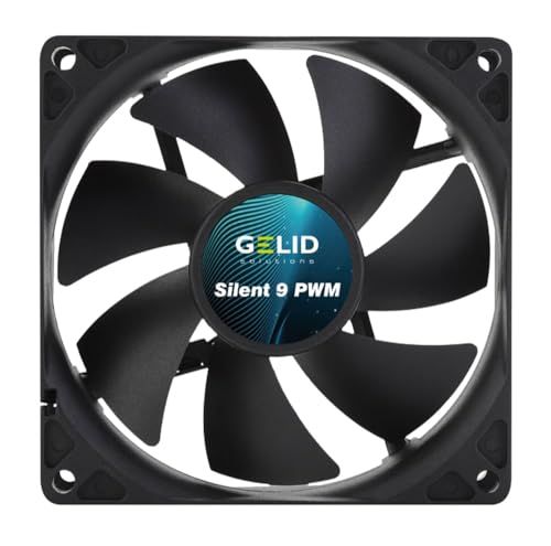 Gelid Solutions Silent 9 PWM Black | 92mm Ventilator | Stille werking | Geoptimaliseerde ventilatorbladen | Hoge luchtstroom | 4-pins aansluiting | RPM 1500 | 92x92x25mm | Zwart