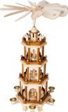 BRUBAKER Kerstpiramide Houten Piramide - Natuur - 4 Niveaus - 60 cm Hoogte - Handbeschilderde Figuren