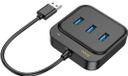 Hoco HUB Adaptateur 4-en-1 : USB vers USB3.0 * 3 + RJ45 Gigabit Ethernet, 1,2 mètre, noir (modèle HB35)