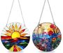 PromoHome - 2 decoratieve zonnevangers met bloemenmotief voor ramen