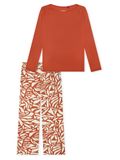 Schiesser Selected Premium Pyjama Vrouwen Terracotta Maat 44