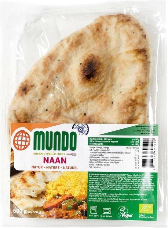 Omundo Naanbrood naturel 240 gram