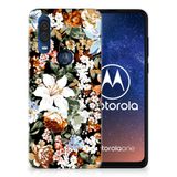 B2Ctelecom TPU Case voor Motorola One Vision Dark Flowers