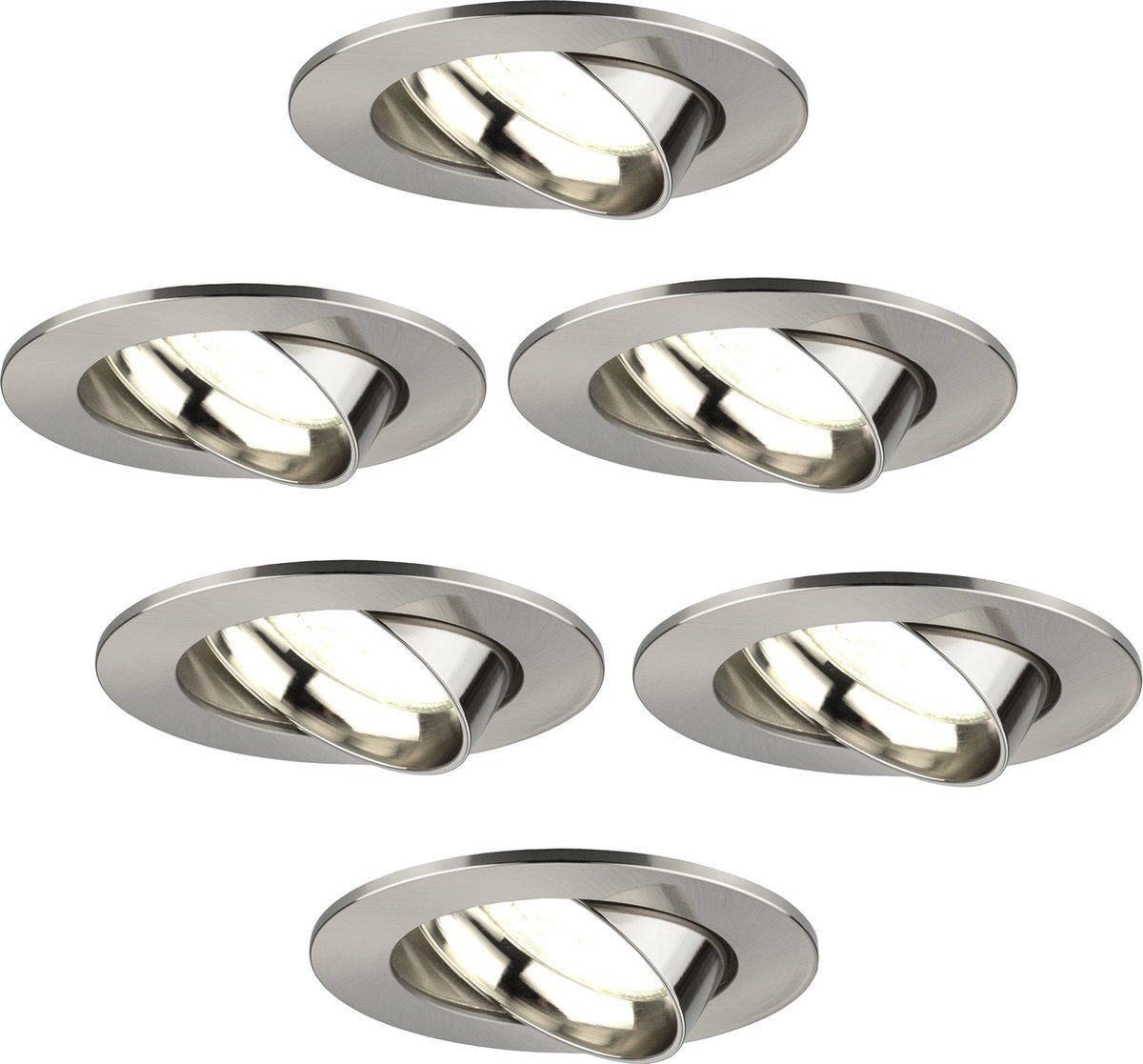 LEDVION Rio - LED Inbouwspot - 6-Pack - 5W - 4000K - Ø85mm - RVS - Dimbare LED Spot