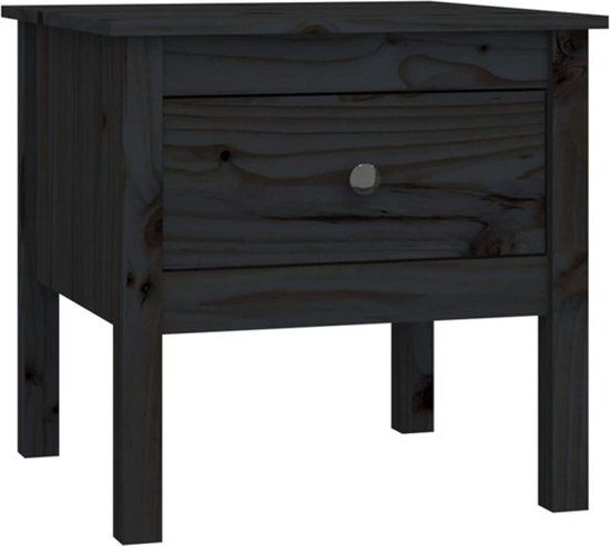 vidaXL Bijzettafel 50x50x49 cm massief grenenhout zwart
