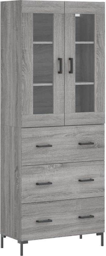 vidaXL Hoge kast 69,5x34x180 cm bewerkt hout grijs sonoma eikenkleurig