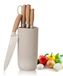 Kaki Set de couteaux bloc à couteaux - 6 pièces - Acier inoxydable - Revêtement antiadhésif