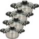 Excellent Houseware Kookpannen set - 4x - glazen deksel - RVS - 1.8/2.7/3.5/5.4 liter