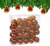 Relaxdays kerstballen set van 50 - Ø 6 cm - glanzend - kunststof - oranje
