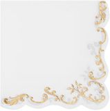 PartyDeco Servetten Ornament – Wit & Goud 12 stuks