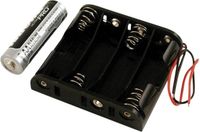Batterijhouder, Hammond Electronics BH4AAW Batterijhouder 4x AA Kunststof Zwart 1 stuk(s)