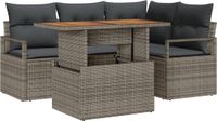 vidaXL Banc de jardin 5 pièces gris polyrattan