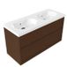 Saniclass Holz Frame Badkamermeubelset - 120x45x63.5cm - Palermo keramische wastafel wit - 2 wasbakken - zonder kraangaten - 2 lades - mat walnut pure (hout) SW1578610/SW24920