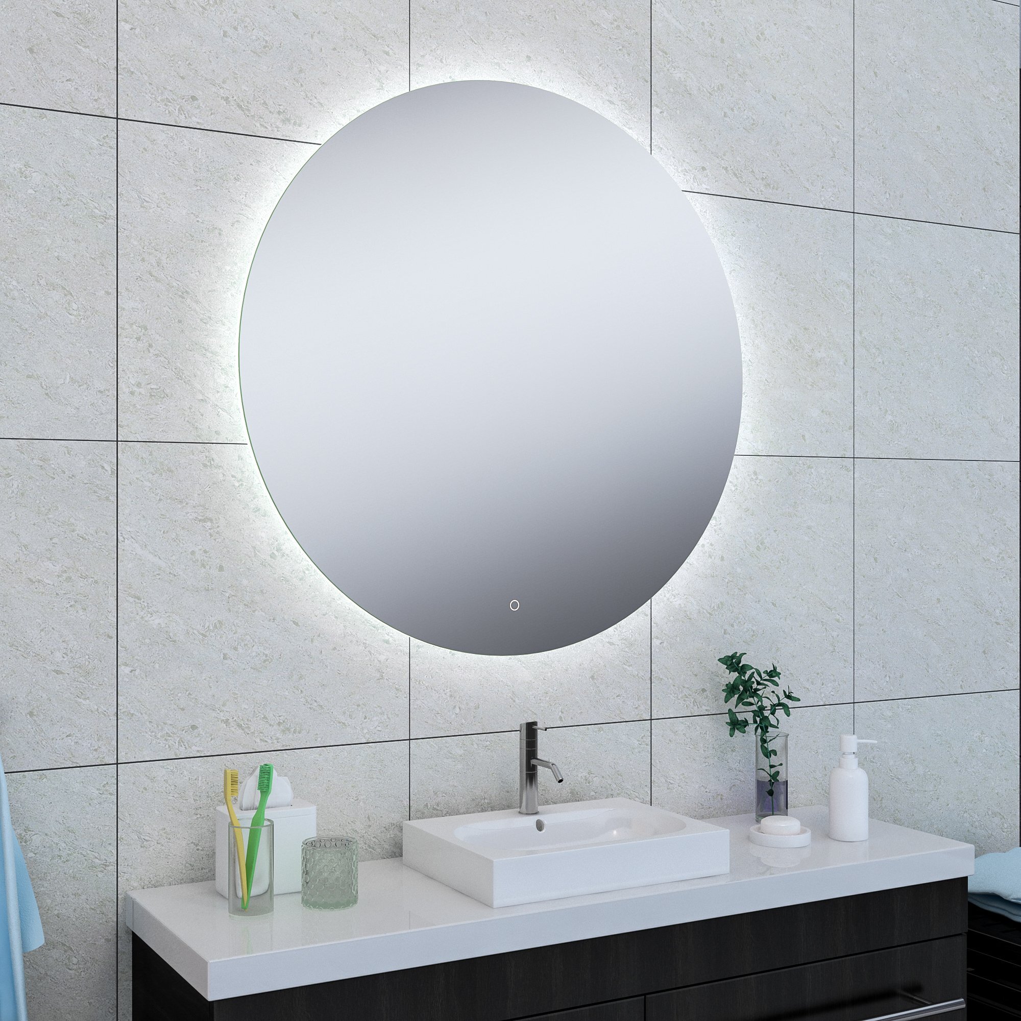 Wiesbaden Soul Rond 100x100cm Geintegreerde LED Verlichting Verwarming Anti Condens en Touch Schakelaar