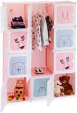 Merkloos Relaxdays Kinderkast - Steeksysteem - Speelgoedkast - 145 x 110 x 37,5 cm - Roze