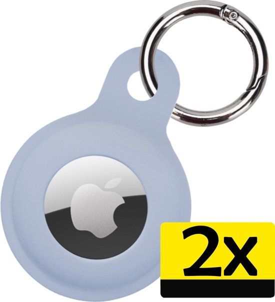 AirTag Hoesje - Grijsblauw - 2 Stuks - Siliconen - Sleutelhanger