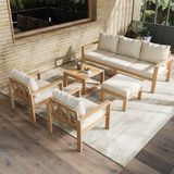 Merkloos Lounge Set - Acaciahout - 3 Tafels - 2 Stoelen - Voetenbank