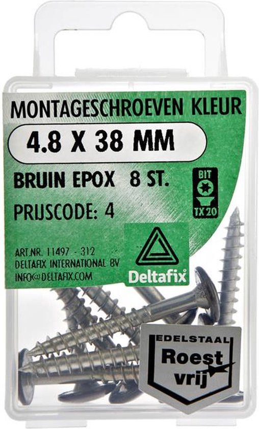 Deltafix Montageschroeven 4,8 x 38 mm RVS A2 Wit 8 stuks