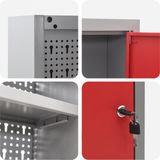 vidaXL Gereedschapskast met plank Rood en Grijs 100 x 20 x 55 cm Staal