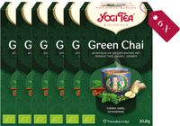 Yogi Tea Green Chai - Biologische Groene Thee met Kaneel, Kardemom en Pepermunt - Tray van 6 Stuks