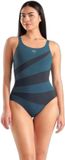Arena Dames badpak met open rug Isabella - Maat 38 - Mangrove-night grey