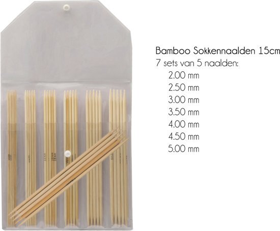 KnitPro Bamboo sokkennaalden Set 15 cm
