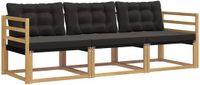 vidaXL - Bank loungeset - 3 zitplekken - Wit en zwart - Acacia hout