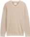 Tom Tailor Pull en maille à col en V en coton biologique - Taille XXXL - beige écru chiné