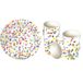 Confetti Verjaardag tafel dekken set in Confetti thema bekers en bordjes voor 16x personen - Feestartikelen
