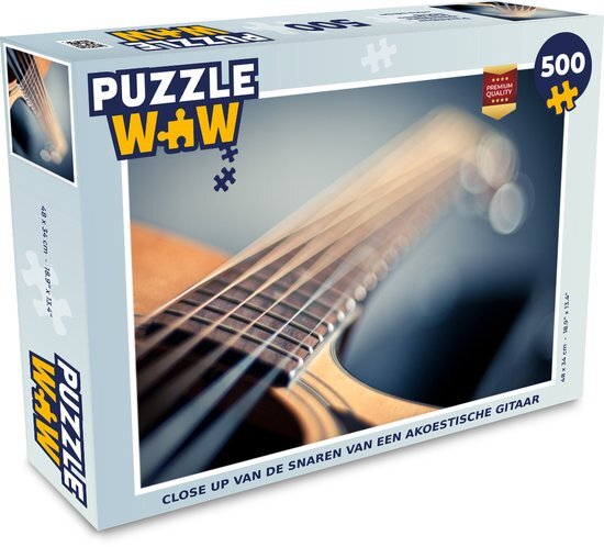 MuchoWow Puzzel Close up van de snaren van een Akoestische gitaar - Legpuzzel - Puzzel 500 stukjes