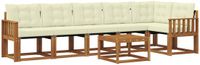 vidaXL Acacia Hout Bank Loungeset Natuurlijk en Crème 6 Zitplaatsen