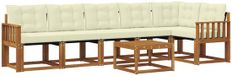vidaXL Acacia Hout Bank Loungeset Naturel et Crème 6 Places