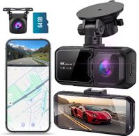 Senzo Dashcam - 4K Ultra HD - Voor & Achter - Wifi & GPS - Nachtzicht - G-Sensor - Parkeerbewaking - App - 64GB
