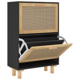 VidaXL Schoenenkast 52x25x80 cm bewerkt hout en rattan zwart
