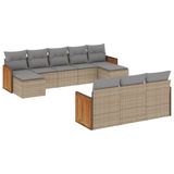 vidaXL 11-delige Tuinset met Kussens Poly Rattan Beige